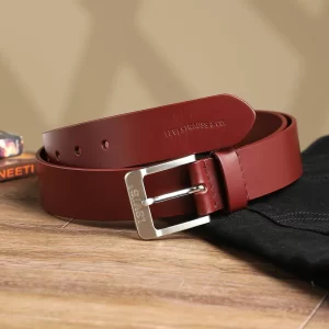 Men's Red Solid Belt