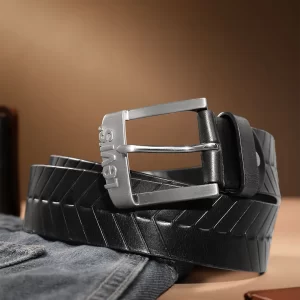 Men's Black Textured Belt