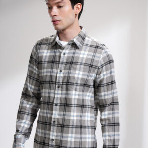 Men Grindle Flannel Textured Checked Casual Slim Fit Shirt
